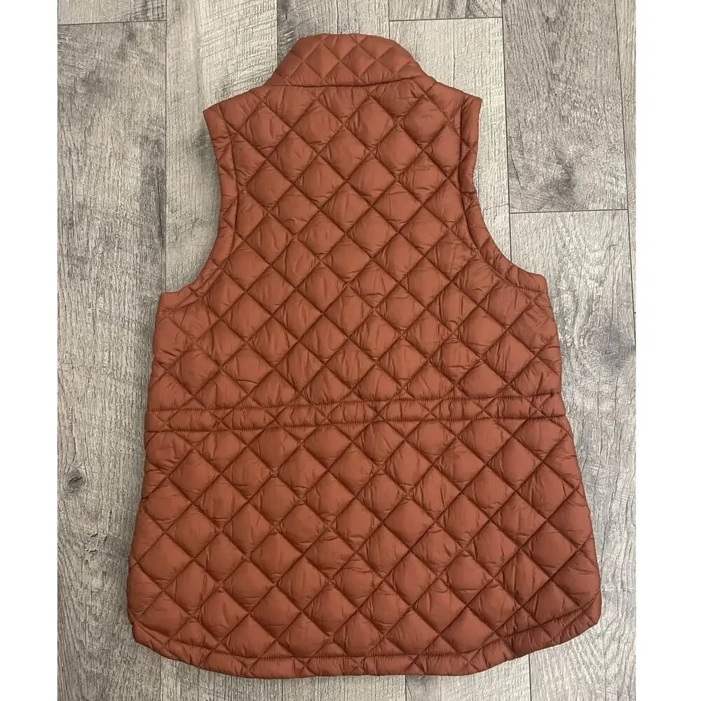 Athleta Featherless Puffer Vest L Sequoia Brown Quilted - Picture 9 of 9